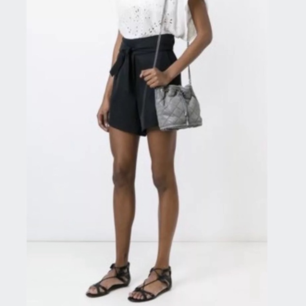 $390 IRO PARIS MAJIK HIGH WAISTED PAPERBAG DRESS SHORTS BLACK FR 38/ US 6